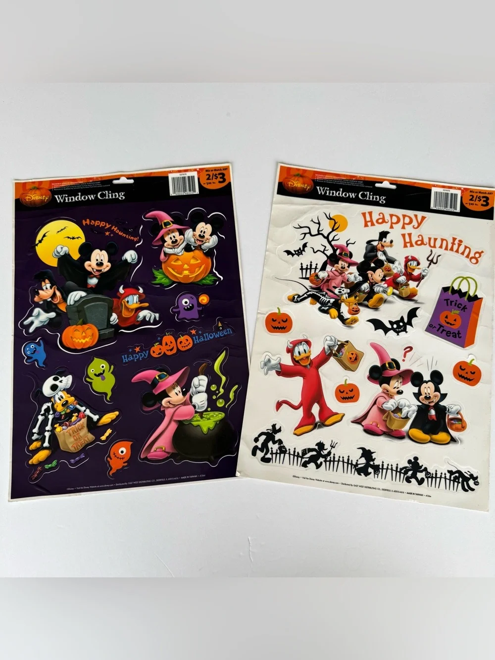 Vintage Disney Halloween Mickey Halloween Window Clings made in Taiwan